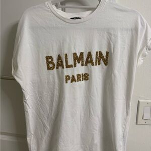 Balmain White Top with Black Label Tag